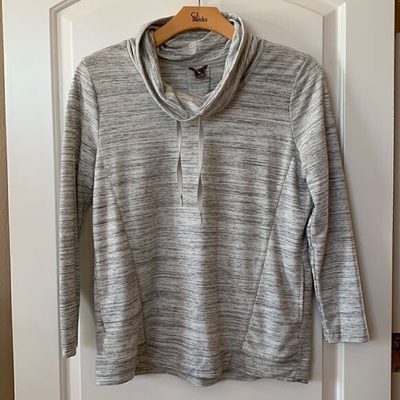 Eddie Bauer Cowl neck Pullover workout Top Shirt Super Soft comfy Gray Size M - Picture 1 of 5